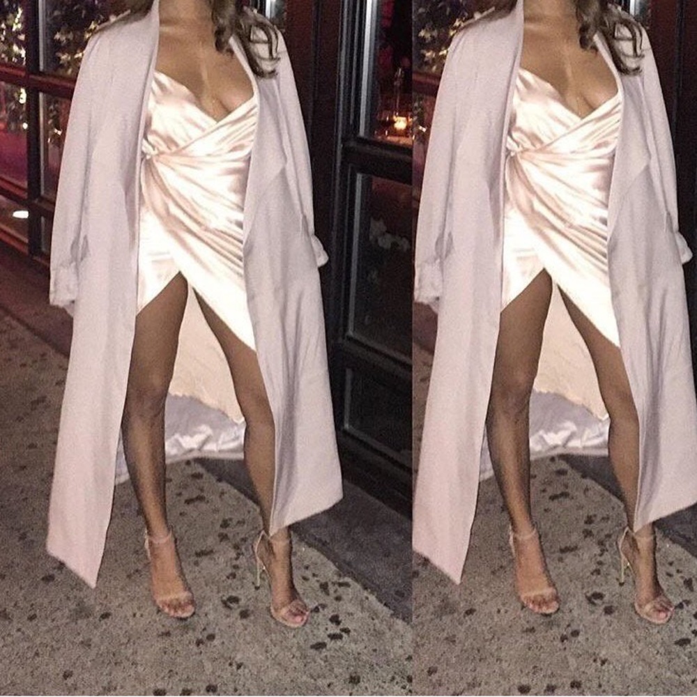 House of CB, Midi Dress, Pearl Pink, Blush, Asymmetrical Dress
